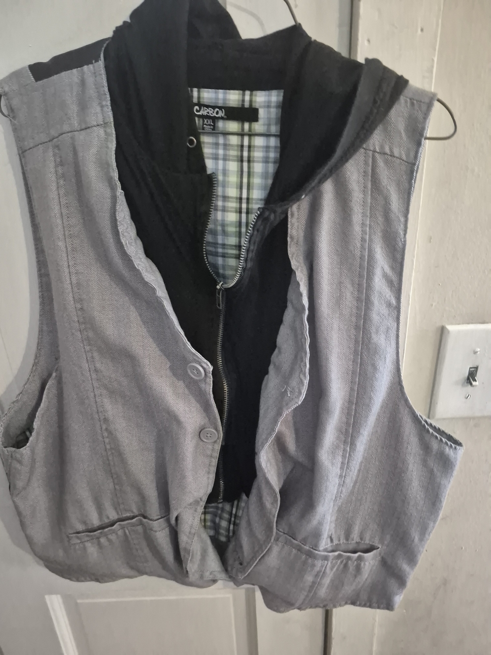 Carbon Grey Vest with Black Hooded Layer
